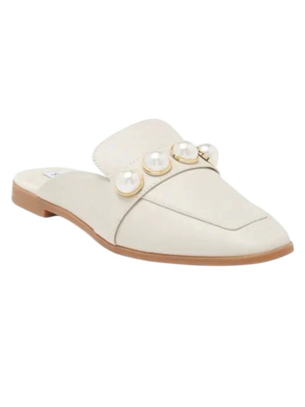 Steve Madden Merril Faux Pearl Mule In Bone Leather